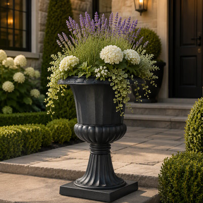 Lot de 2 jardinières en plastique de 67 cm (26,4 pouces), pots de fleurs classiques pour porche