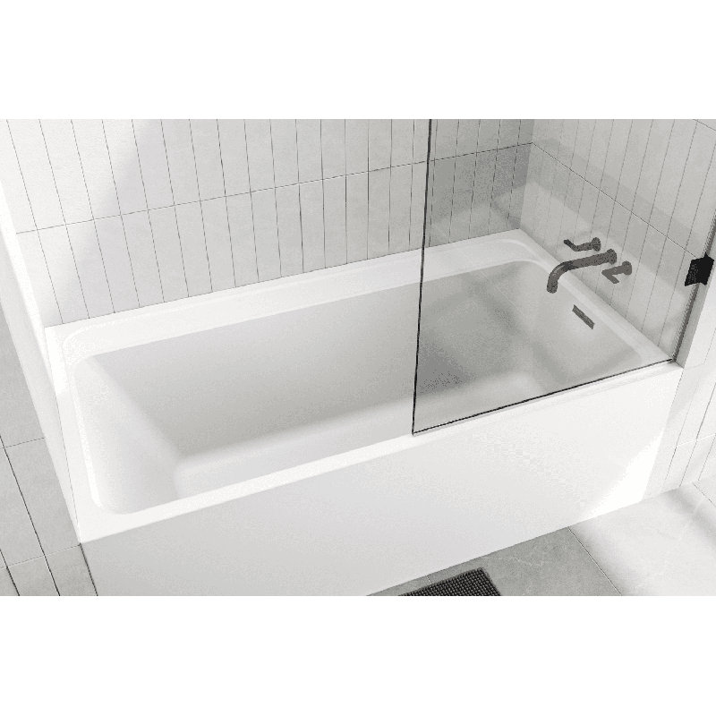 Lab 60'' L Freestanding Soaking Bathtub, White True High Gloss, Matte Black