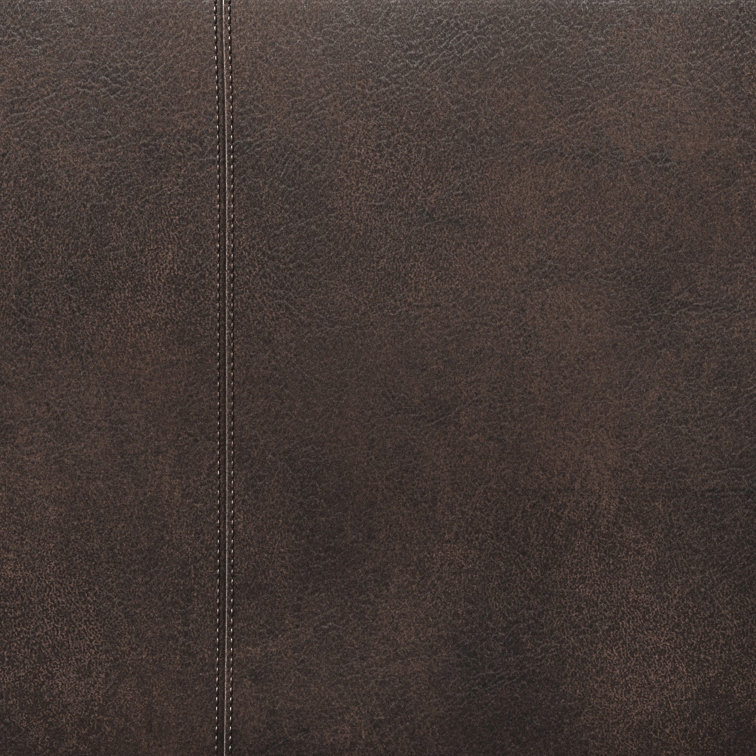 Distressed Brown Faux Leather Tufted Storage Footstool