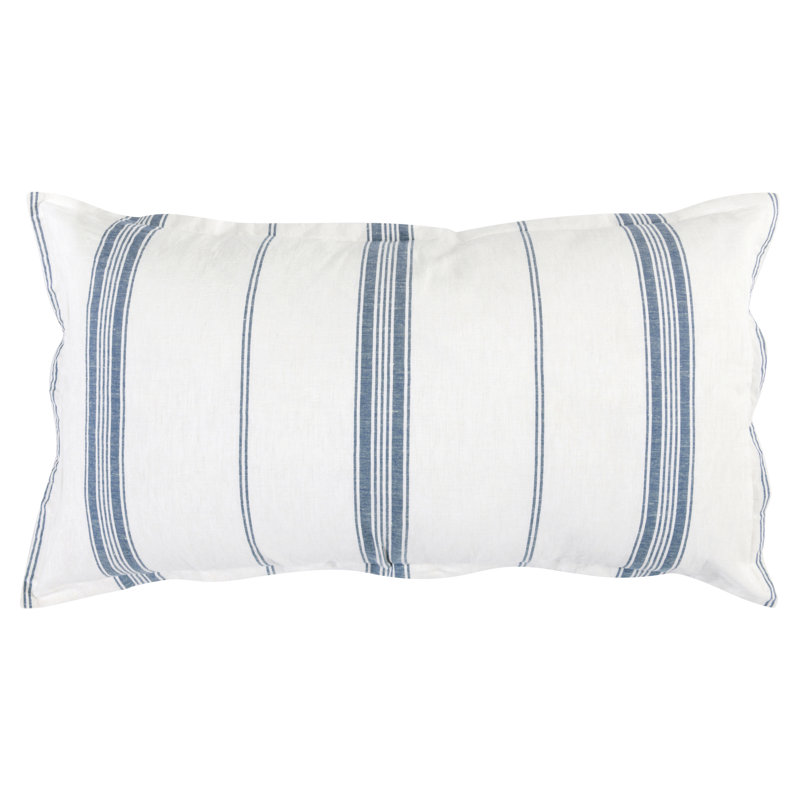 Brooke Blue Stripe Cotton Blend Sham, White/Blue Stripe, King