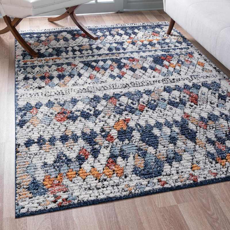 Tapis bleu marine / beige Allenvale, Rectangle 2 pi 2 po x 3 pi 1 po