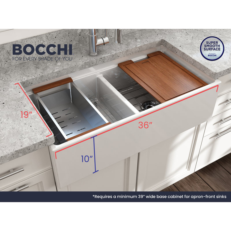 Contempo 36'' L Double Basin Kitchen Sink, White