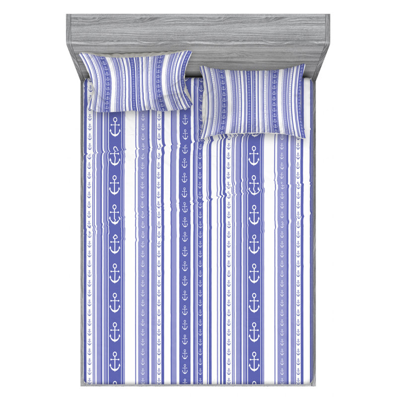 Microfiber Striped Sheet Set, Full Sheet Set with Fitted Sheet, Striped 1