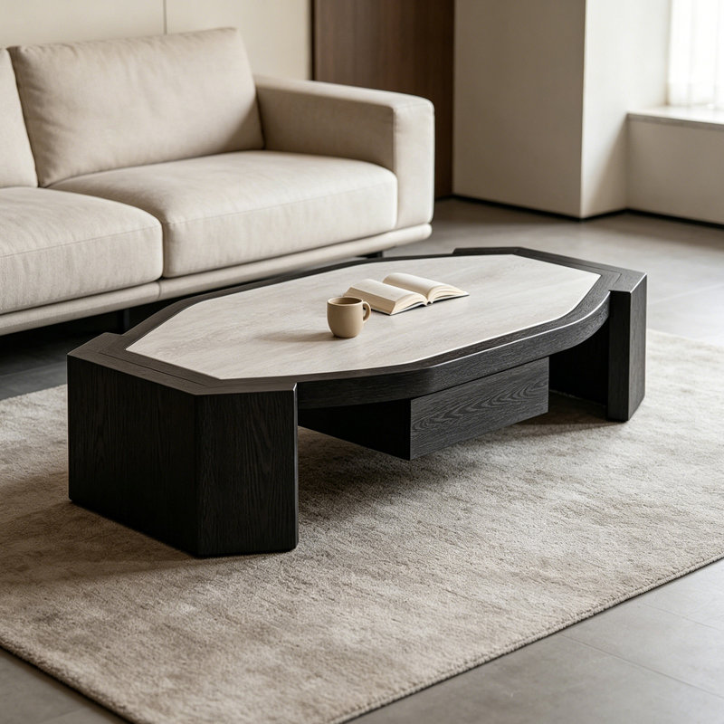 Table basse moderne en ardoise, Beige