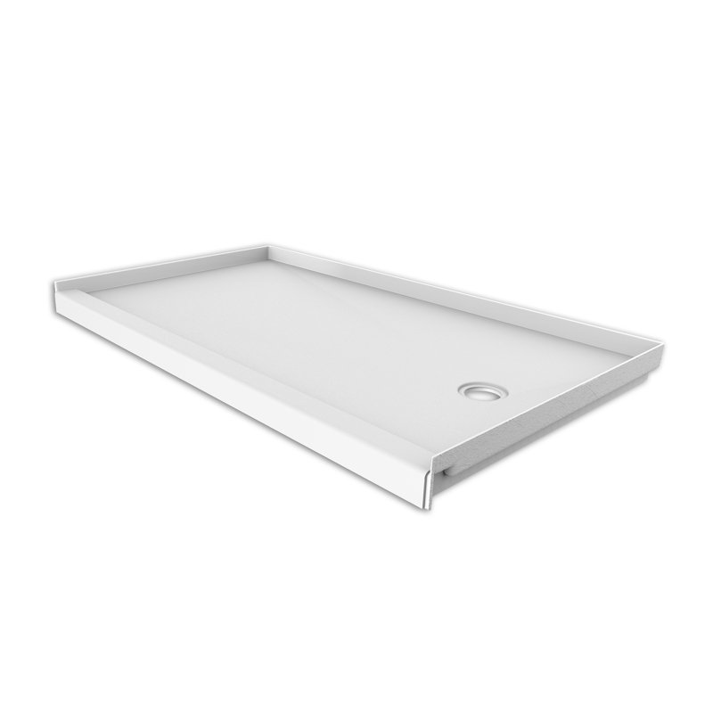 FlexStone® 60"W x 32"D Alcove Shower Base with Right Drain in White, White