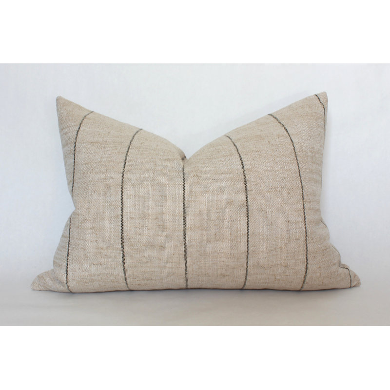 Neutral Striped Throw Pillow Cover, Farmhouse Pillow Cover, 14"H x 20"W
