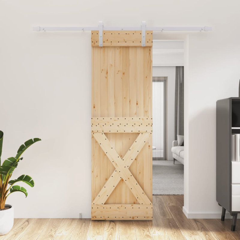 Porte coulissante avec quincaillerie Vidaxl, 27,6 po x 82,7 po, Noir/naturel