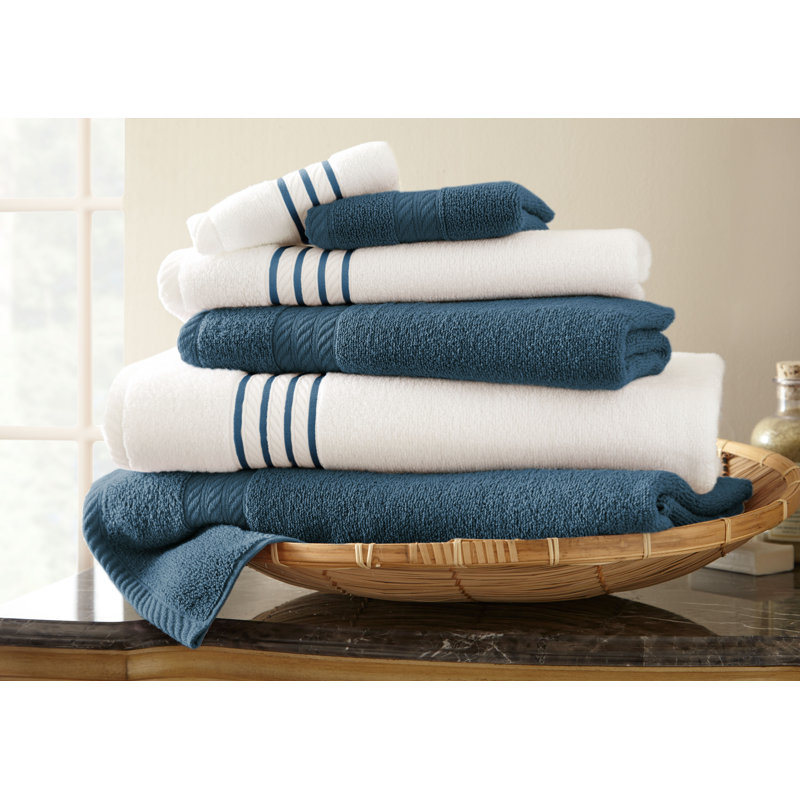 Ensemble de serviettes 6 pièces 100 % coton , Bleu haute mer