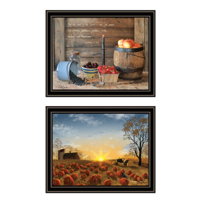 2 pièces de August August® vignette automne lever de soleil, fruit de l'esprit, impression murale pour salon, chambre à coucher, impression murale pour la décoration intérieure par Billy Jacobs