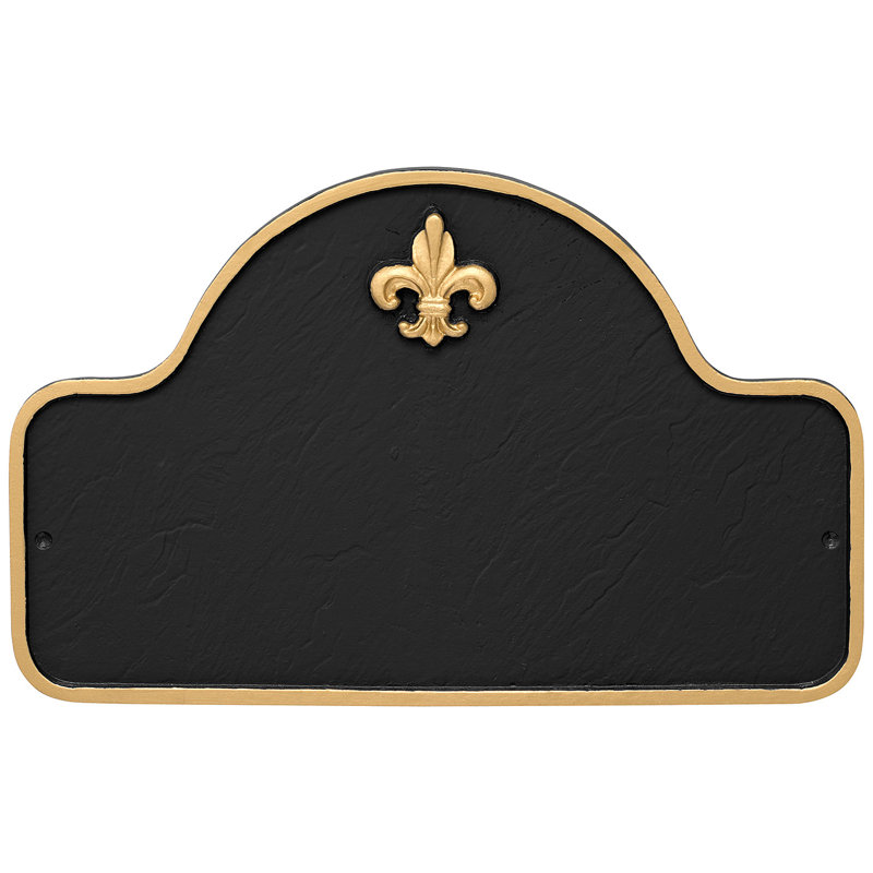 Fleur de Lis Lexington Arch Standard Two-Line Address Sign Plaque, Black / Gold