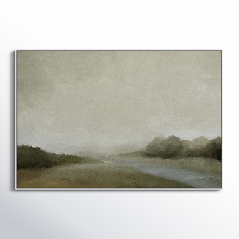 Peinture à l'aquarelle sur cadre flottant Vanora "Lovers Creek", H 41,5 po x l 61,5 po, Blanc