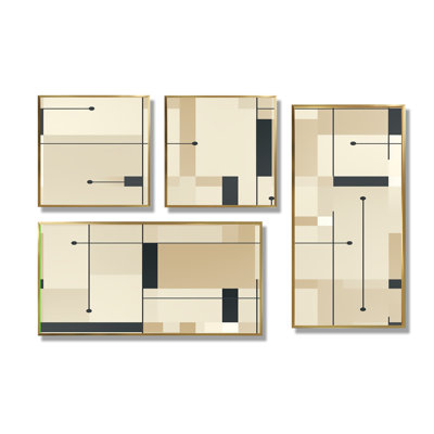 Beige et gris harmonie de grille minimaliste - impressions sur toile modernes bleues, 4 pièces