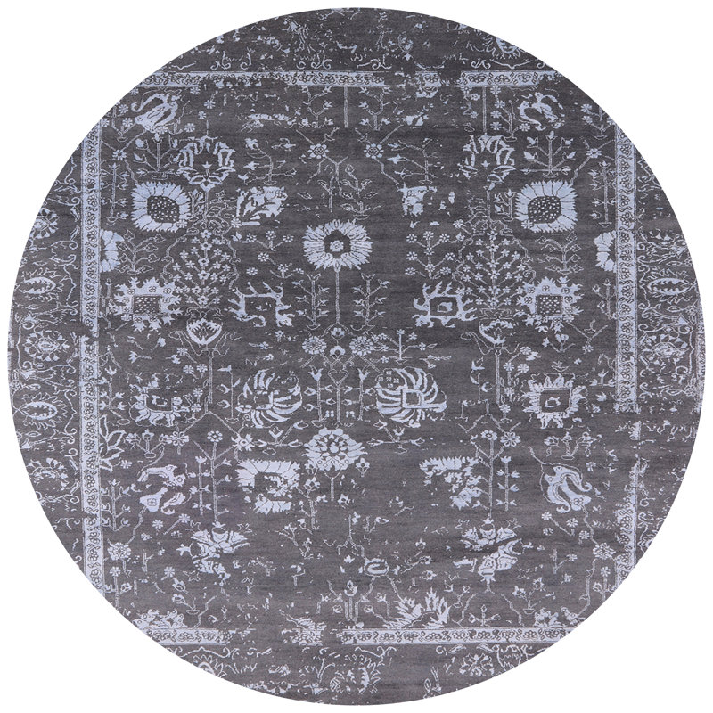 Tapis oriental gris clair Aram, Rond 7 pi