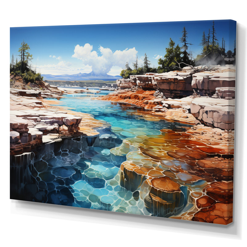 Beric Geyser Hot Springs Bath III - Imprimé, H 12 po x l 20 po x P 1 po, Toile tendue
