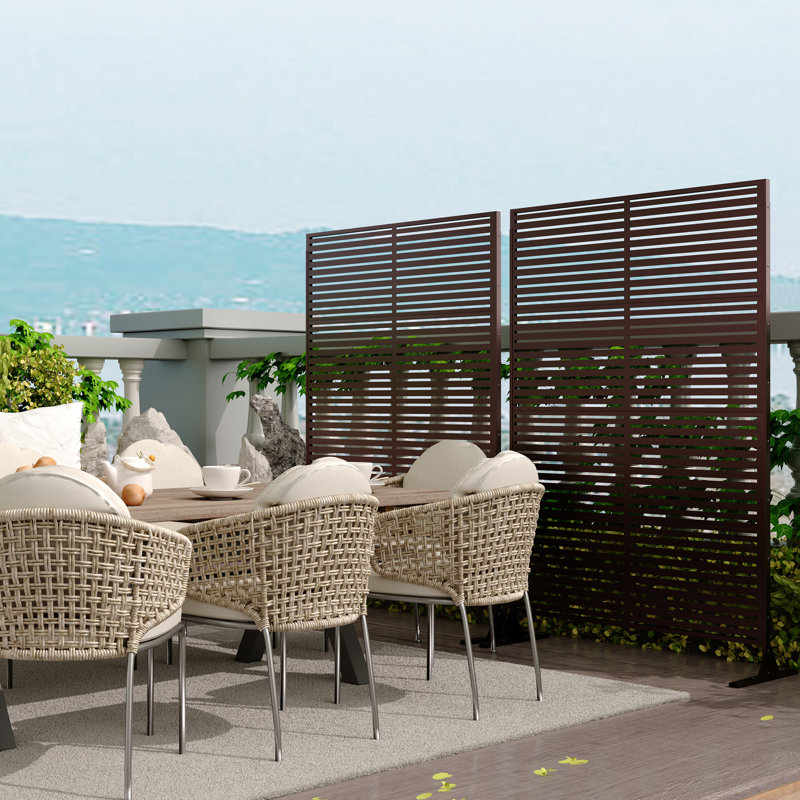 Freestanding Metal Privacy Screen Fence,Rustproof, Weather-Resistant, Easy Install,Modern Decorative Divider for Patio, Deck, Balcony, Garden, Indoor,Leaves