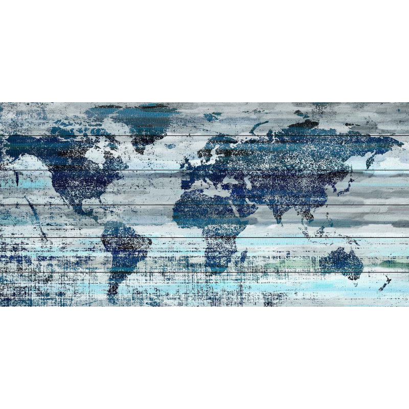 Pays indigo - Impression sur bois, H 30 po x l 60 po