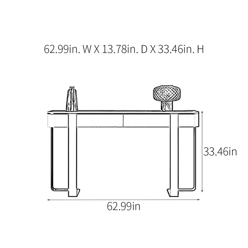 Console moderne de luxe moderne, H 33,46 po x l 62,99 po x P 13,78 po, Gris, Gris
