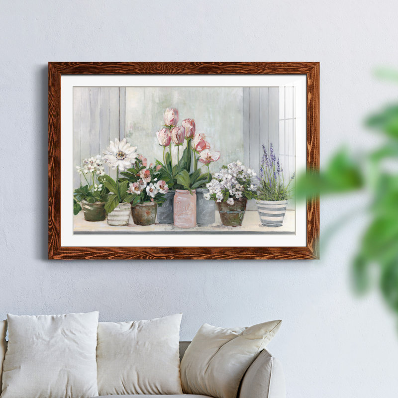 Cottage cultivé - Peinture encadrée, H 37,5 po x l 27,5 po x P 1,5 po, Cadre en érable