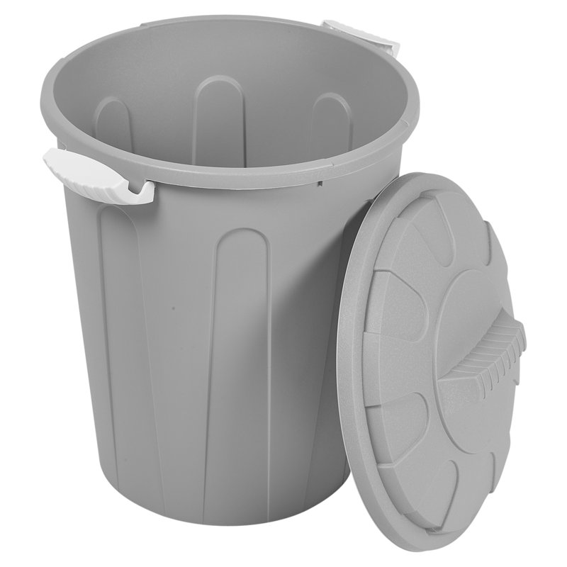 Horsten Plastic Manual Lift Kitchen Trash Can, Grey, 23 Litres