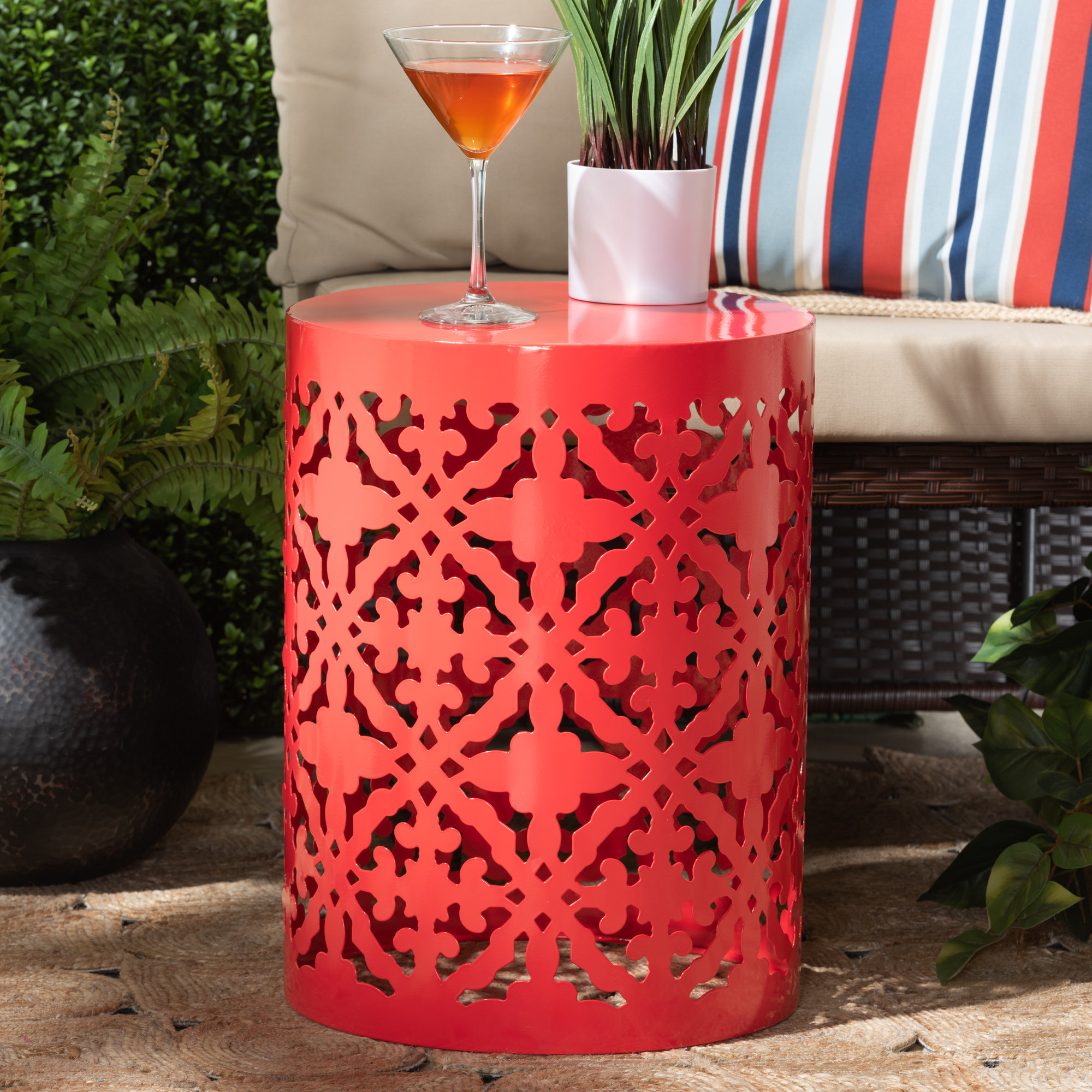 Bloomsbury Market Granvill Metal Outdoor Side Table Wayfair
