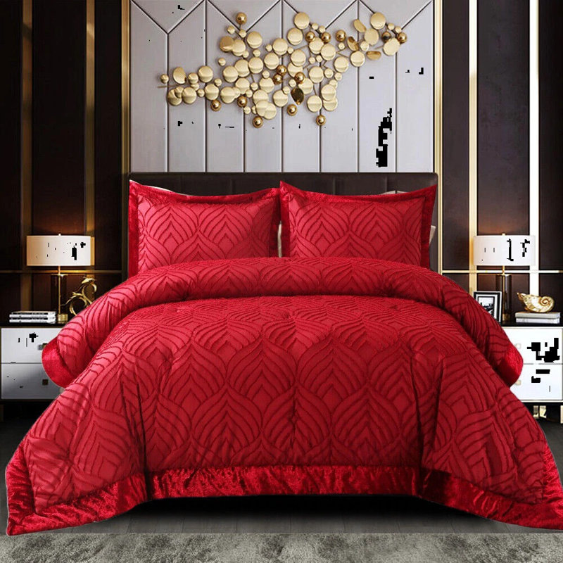 Microfiber Bedspread with Pillow Shams Included, Red, Single Bedspread + 1 Standard Sham