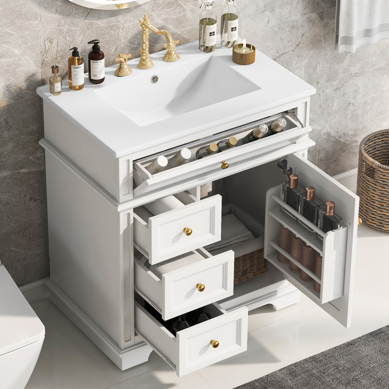Meuble-lavabo 30 po avec lavabo, Blanc