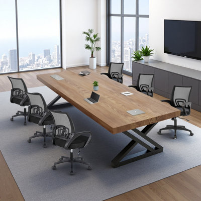 6.5-foot Modern Solid Wood Conference Table by Loon Peak