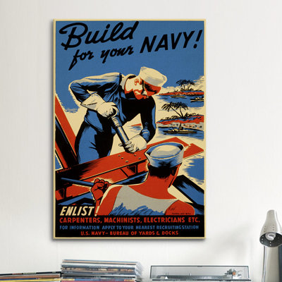Build for Your Navy! Recruiting Vintage Advertisement on Canvas