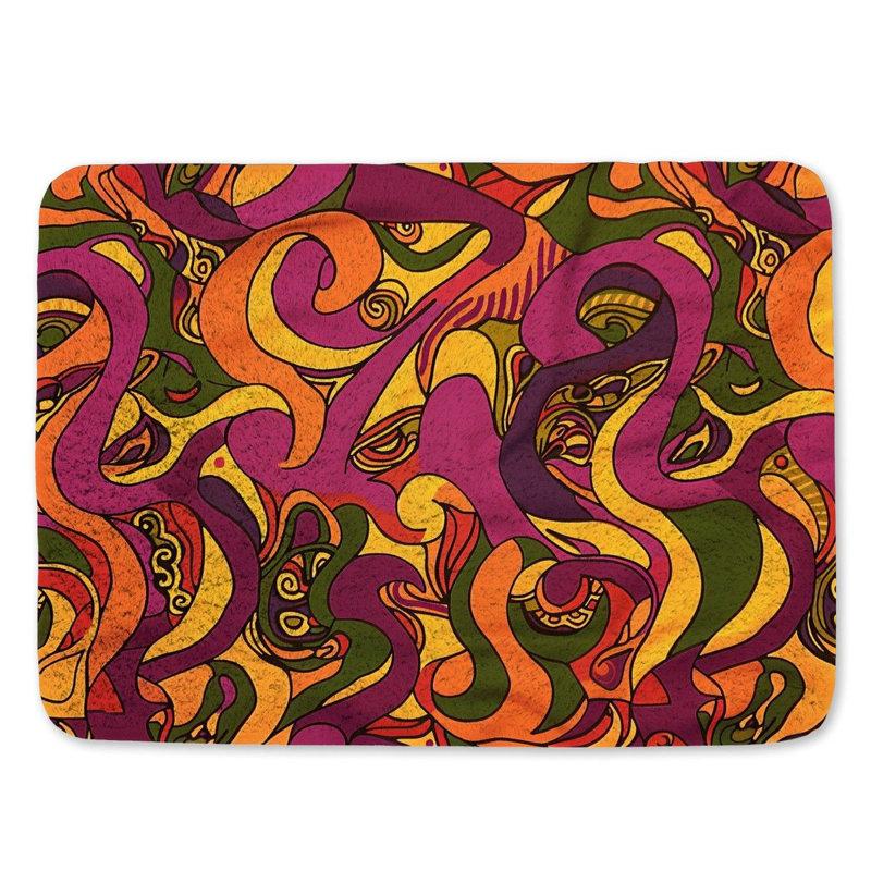 Tapis de bain psychédélique abstrait pour salle de bain, L 21 po x L 34 po
