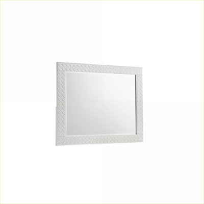 Ensemble de chambre à coucher grand lit 4 pièces moderne blanc neige avec tête de lit à DEL | Bois | Lits standard