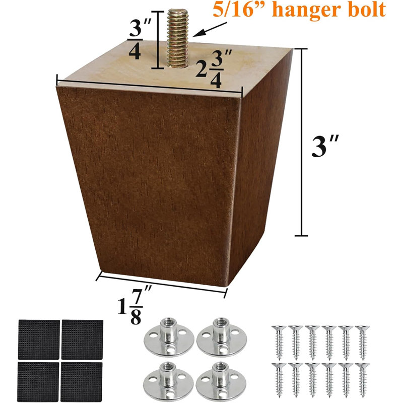 Ensemble de 4 pieds de canapé en bois Wood Legs