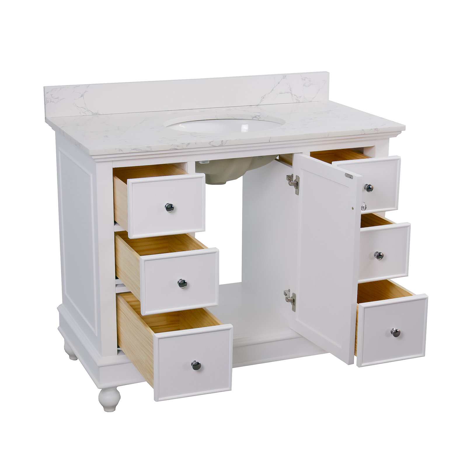 Ferdinand 42'' Single Bathroom Vanity, White, Engineered Marble