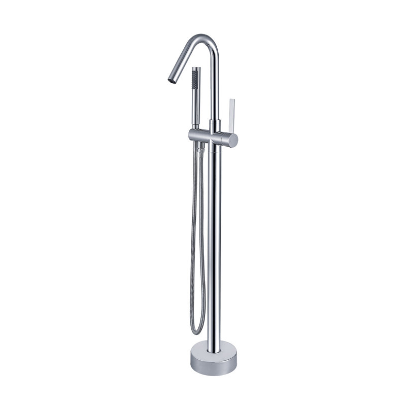 Single Handle Floor Mounted Tub Filler With Handshower, Chrome