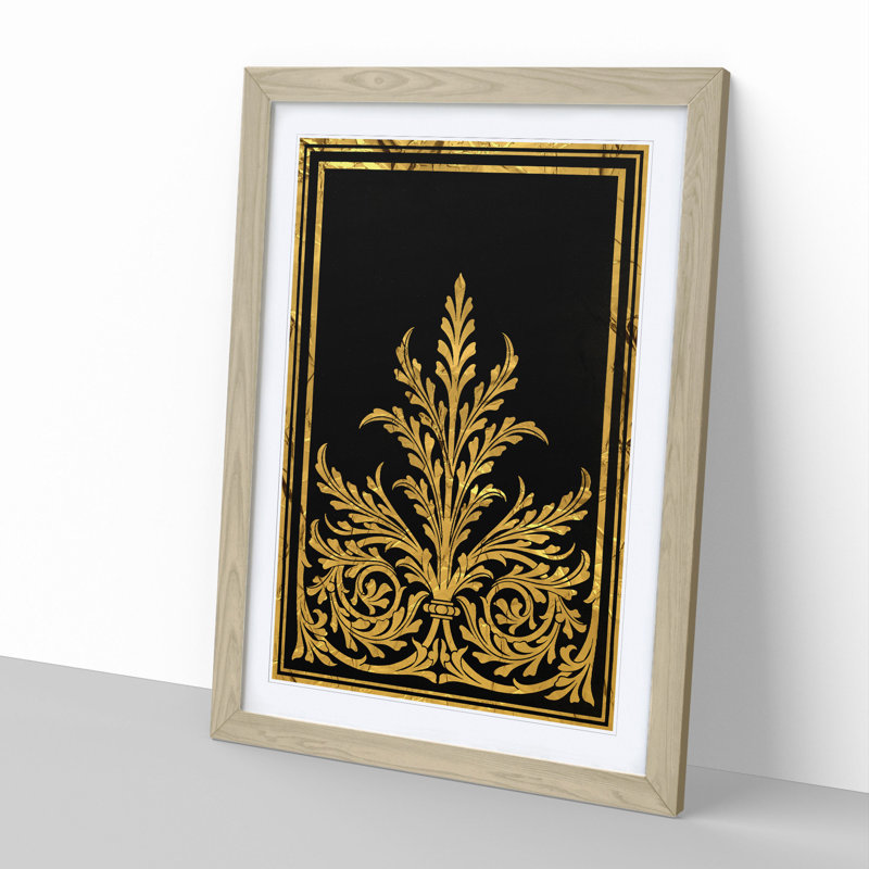 Golden Foil Relief - Picture Frame Graphic Art, 90cm H x 65cm W x 2cm D, Oak Framed