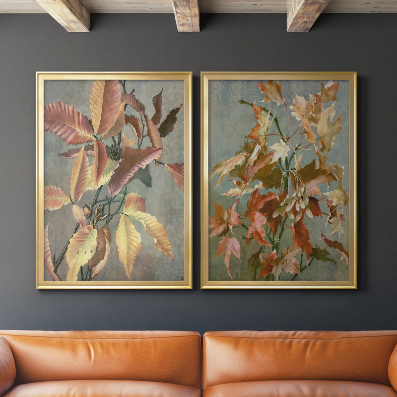 Ancien automne I - ensemble de 2 reproductions d'art sur toile encadrées, Or, H 24,5 po x l 37 po x P 1,25 po