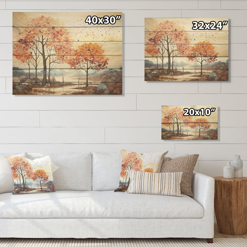 Collage de sapins en sourdine - érable sur bois de pin naturel, H 24 po x l 32 po
