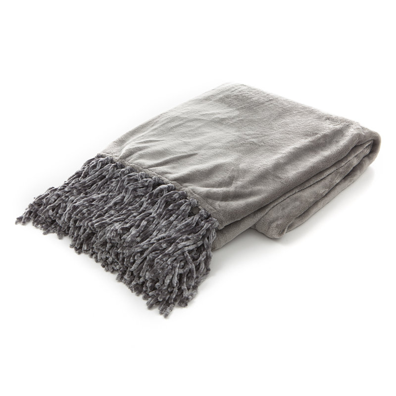 Plush Woven Throw Blanket, Gray