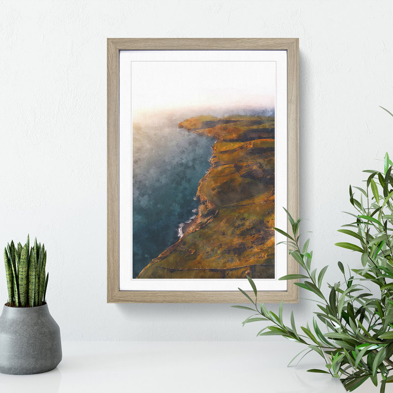 Swanage in Dorset - Picture Frame Painting on MDF, 65cm H x 48cm W x 2cm D, Oak Framed