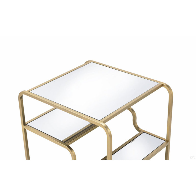 Mirrored & Gold Finish End Table