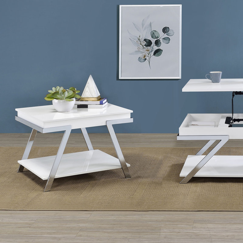 Table de bout rectangulaire avec tablette inférieure