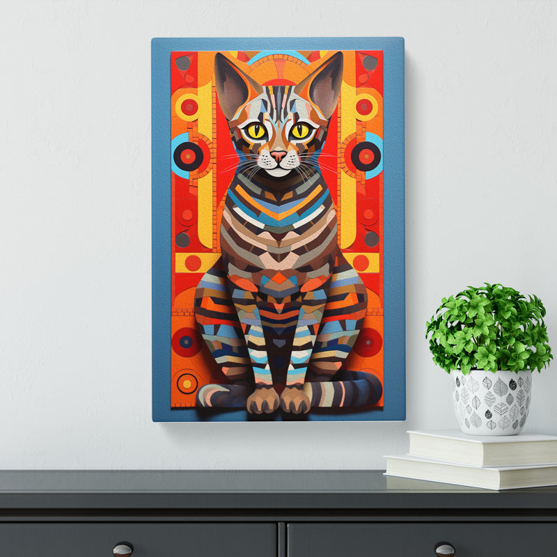 Bengal Cat Constructivism - No Frame Art Prints - Wrapped Canvas, 50cm H x 35cm W x 3cm D