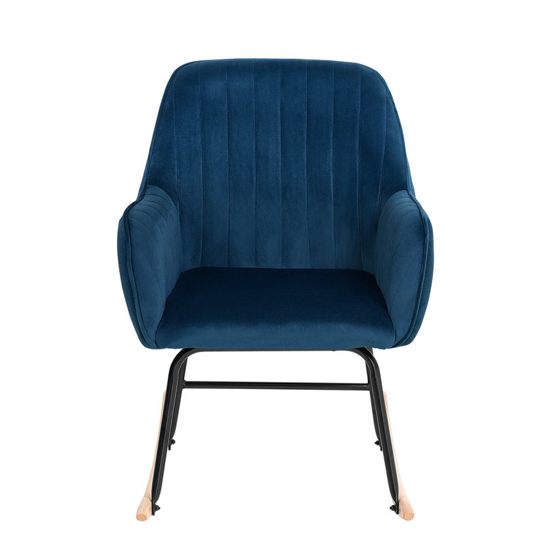 Ines Upholstered Rocking Chair, Blue