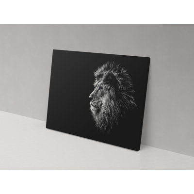 Black And White Lion - Wrapped Canvas Print