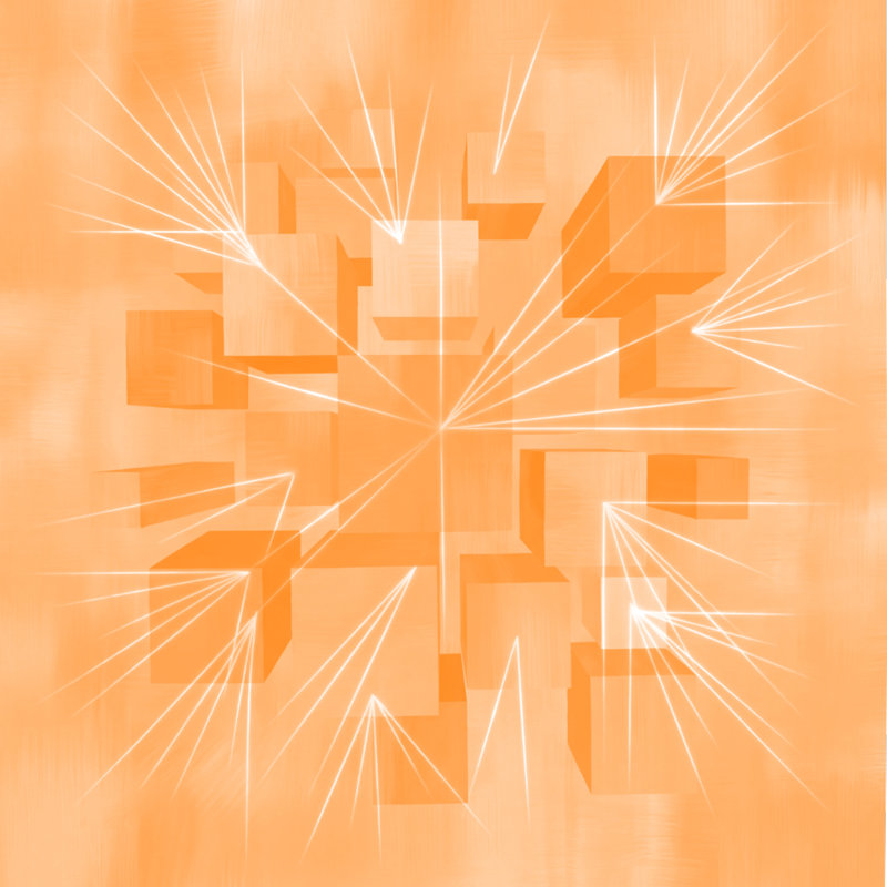 Geometric Cubes Illusion Comforter, Twin Extra Long, Light Orange White