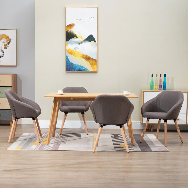 Chaise avec accoudoirs en tissu, Taupe