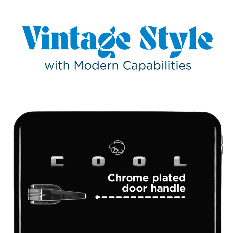 CCRA Series Commercial Cool Retro 1.6 cu. ft. Freestanding Mini Fridge with Freezer, Black