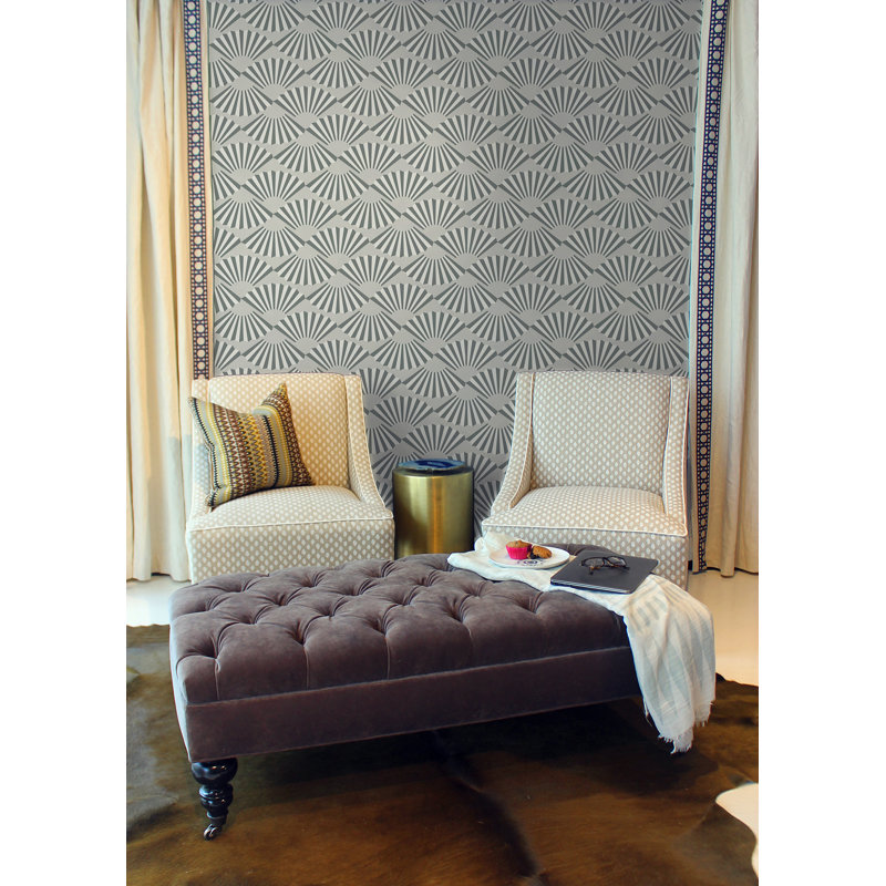 Shanghai Fanning Out 10' L x 24" W Wallpaper Roll, Berry