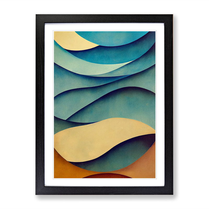 FRM-V0523-1633X Ocean Sea Waves Abstract Vol.5 - Picture Frame Print, 64cm H x 46cm W x 2cm D, Walnut