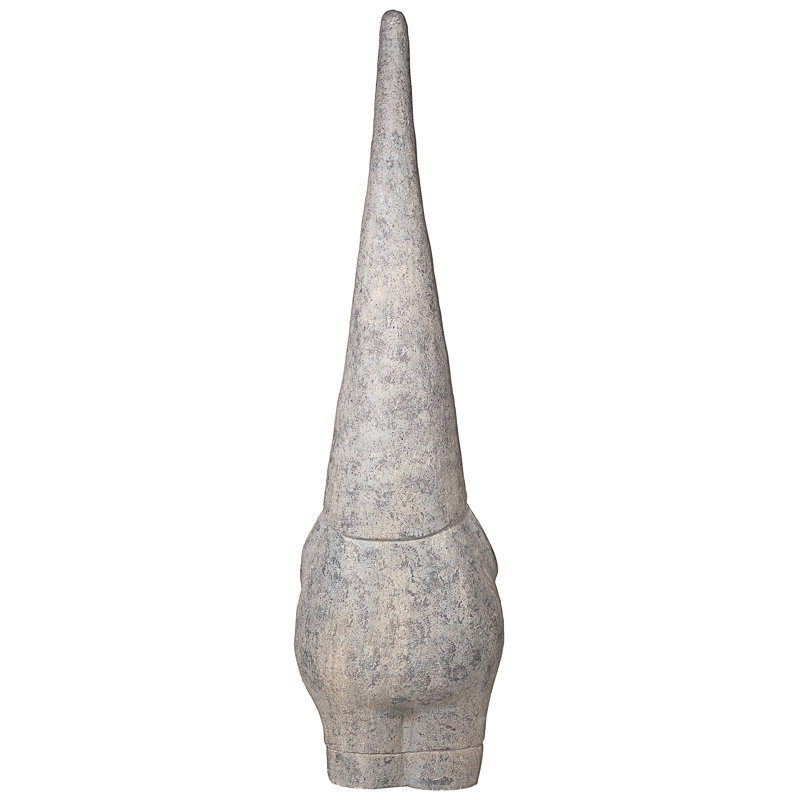 Tall Rustic Gray Resin Garden Gnome Statue