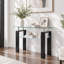 Console en verre de 120 cm (47,24 po) avec tablettes à deux niveaux en verre trempé et structure en métal-950742305
